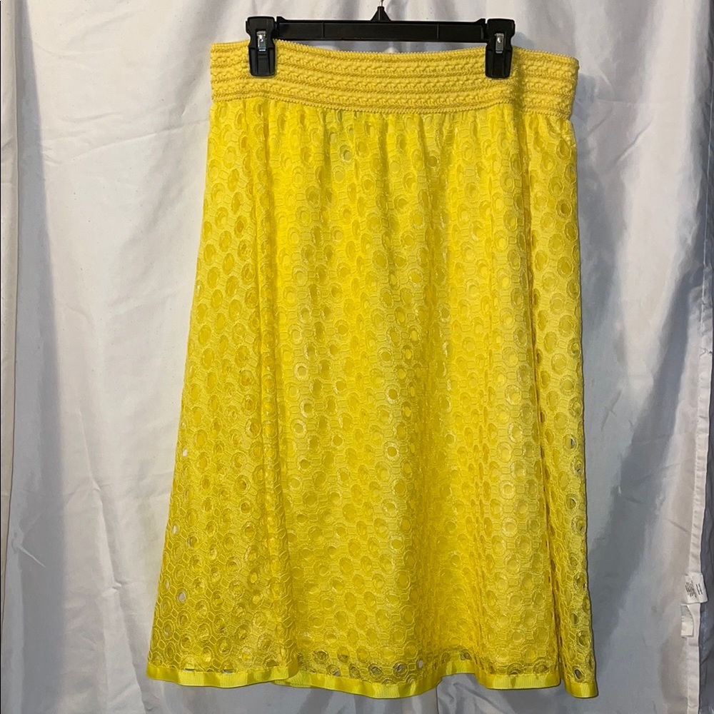 Metro Wear Yellow Smocked Midi Skirt